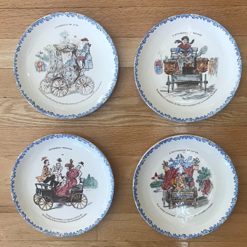 Set of 4 Antique HB & Cie Choisy France Plates